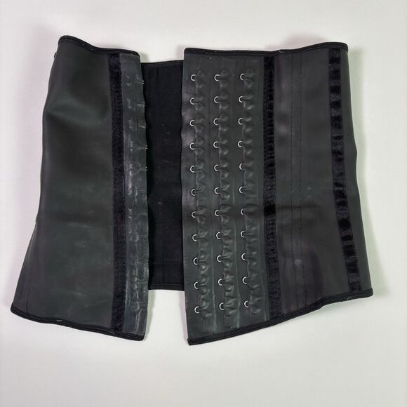 Lady Slim Black Latex Waist Cincher Corset Women's XS Gothic Alt Darkwear Witchy - Picture 2 of 14